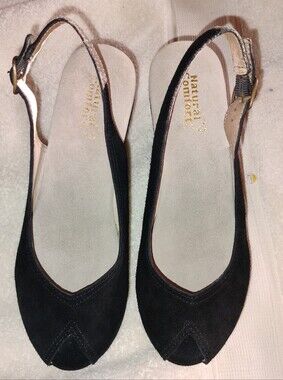 Naturalizer Black Suede Slingback Sandals with Cushioned Footbed